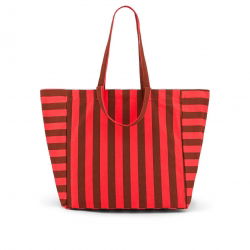 Sac Cabas Elisa | Rayures marron/rouge