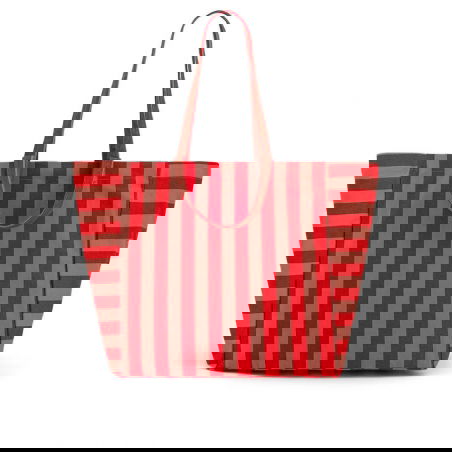 Sac Cabas Elisa | Rayures marron/rouge - Rose in April