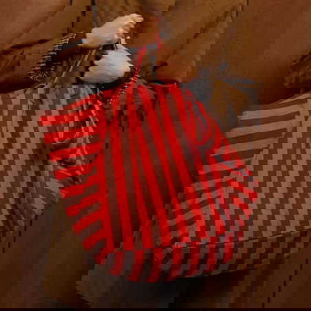 Sac Cabas Elisa | Rayures marron/rouge - Rose in April