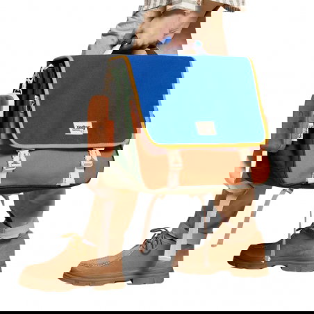 Cartable Léo Tricolore | Bleu électrique - Hindbag