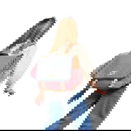 Cartable Léo Tricolore | Sauge - Hindbag