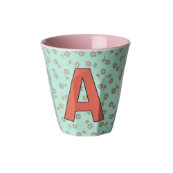 Gobelet Lettre au choix | Fleurs rose