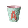 Gobelet Lettre au choix | Fleurs rose