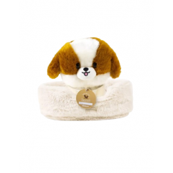 Peluche de 18 cm son panier | Suki le chien