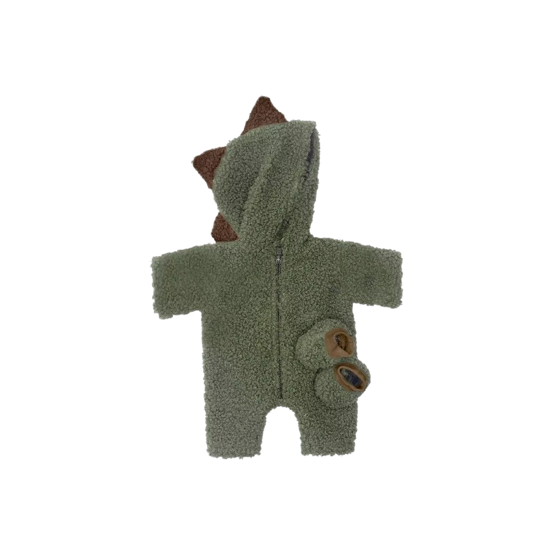 Combinaison Dino kaki + chaussons pour poupée