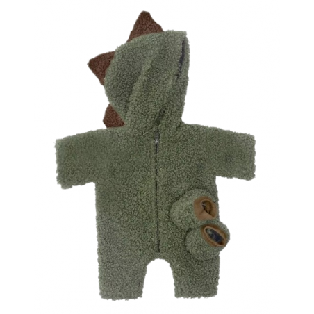 Combinaison Dino kaki + chaussons pour poupée - Minikane