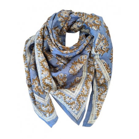Foulard Grand format | Jasmine bleu orage - Bëllemme