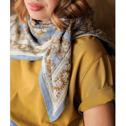 Foulard Grand format | Jasmine bleu orage