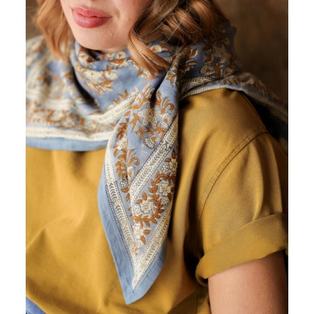 Foulard Grand format | Jasmine bleu orage - Bëllemme