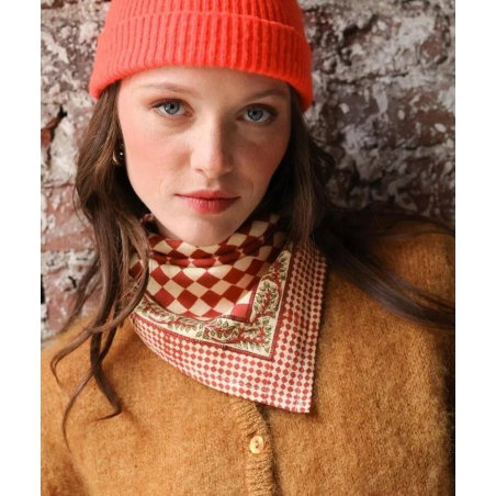 Foulard Petit format | Damier grenat - Bëllemme