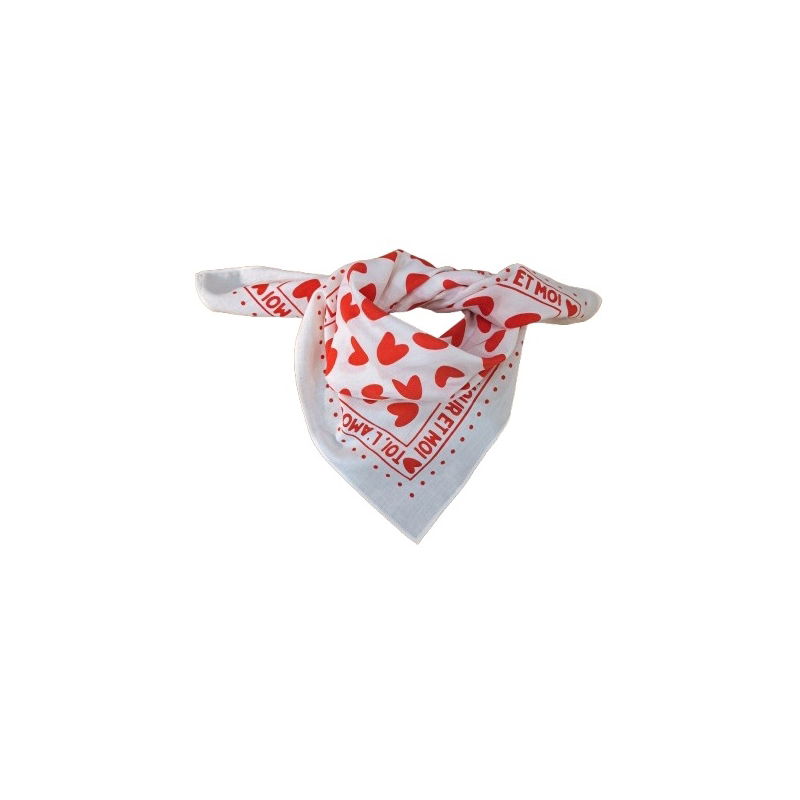 Foulard Petit Format | Fond Blanc Cœur Rouge