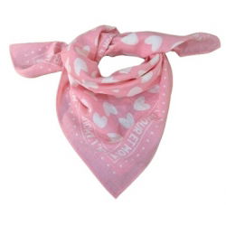 Foulard Petit Format | Fond Rose Cœur Blanc