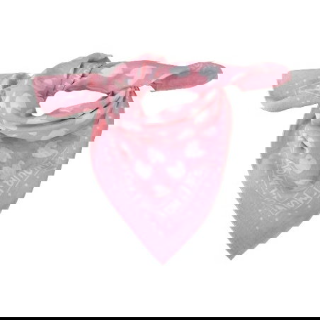 Foulard Petit Format | Fond Rose Cœur Blanc