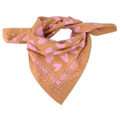 Foulard Petit Format | Fond Caramel Cœur Rose