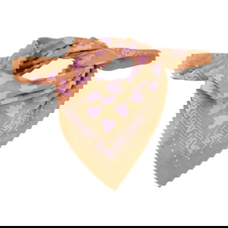 Foulard Petit Format | Fond Caramel Cœur Rose