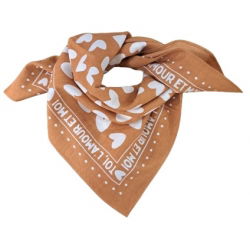 Foulard Petit Format | Fond Marron Cœur Ecru