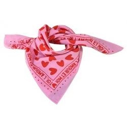 Foulard Petit Format | Fond Rose Cœur Rouge