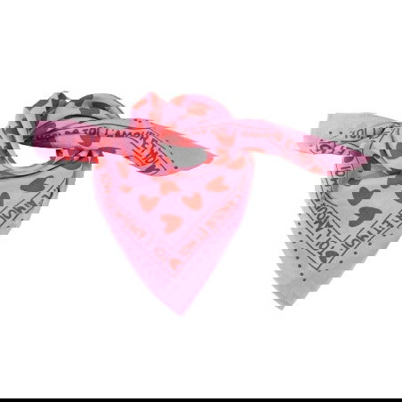 Foulard Petit Format | Fond Rose Cœur Rouge