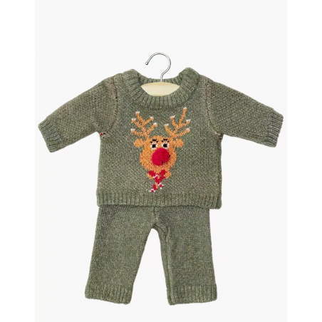 Babies - Ensemble 2 pièces mixte en tricot Petit renne vert - Minikane