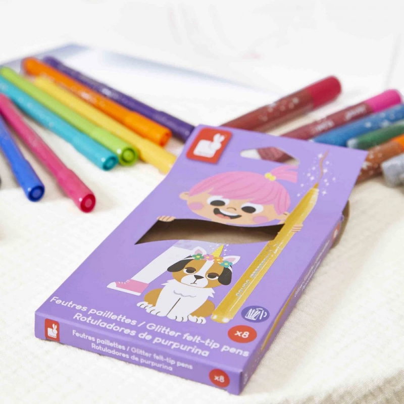 8 feutres paillettes