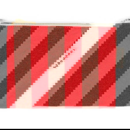 Porte monnaie | Rayures Marron / Rouge - Rose in April