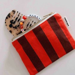 Porte monnaie | Rayures Marron / Rouge