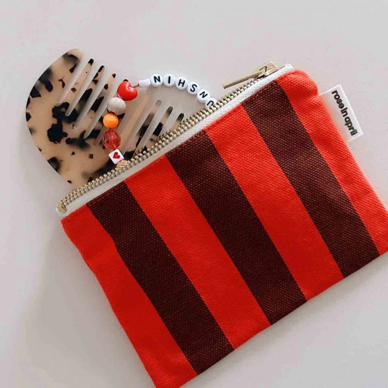 Porte monnaie | Rayures Marron / Rouge