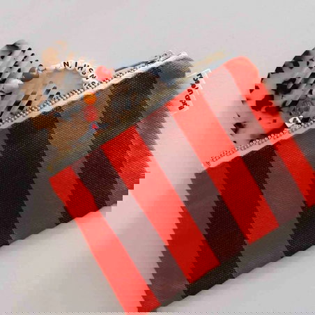 Porte monnaie | Rayures Marron / Rouge - Rose in April