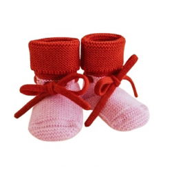 Chaussons en laine | Rouge et rose
