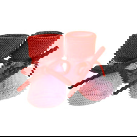 Chaussons en laine | Rouge et rose