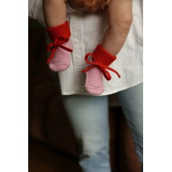 Chaussons en laine | Rouge et rose