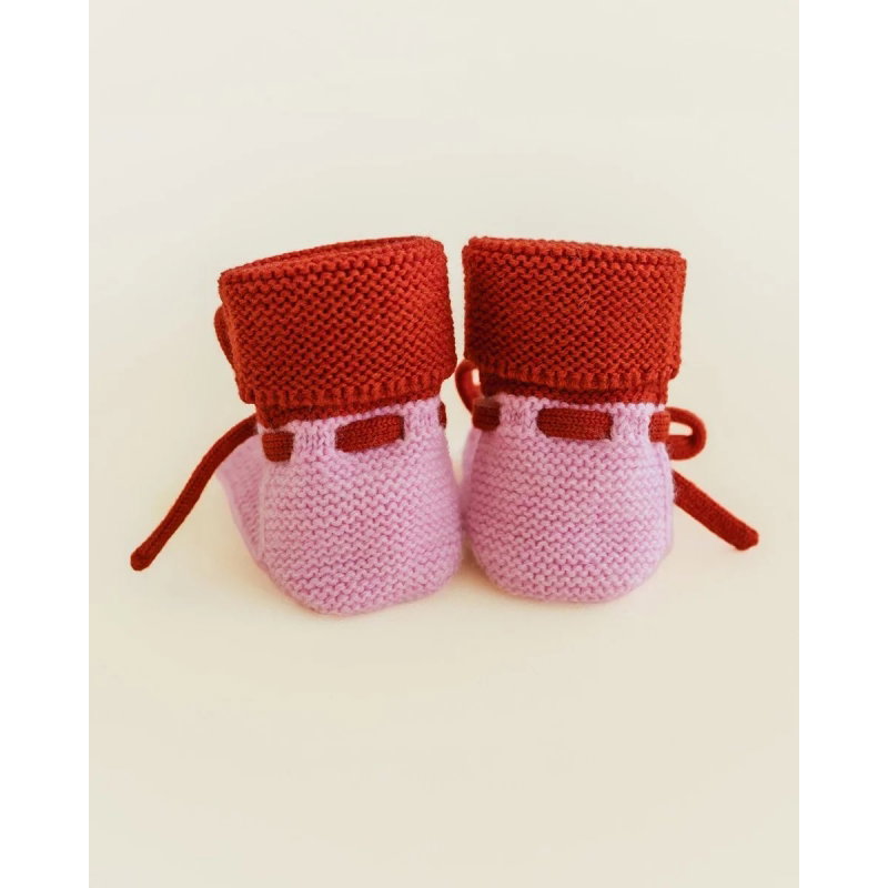 Chaussons en laine | Rouge et rose