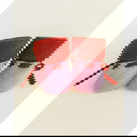 Chaussons en laine | Rouge et rose