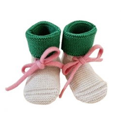 Chaussons en laine | Vert et sable