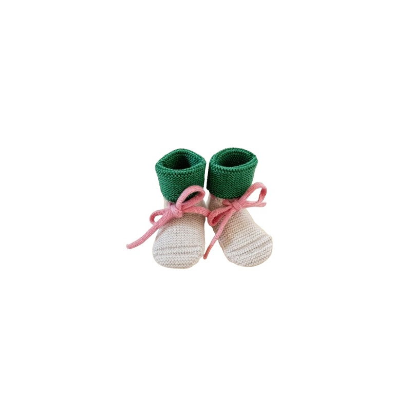 Chaussons en laine | Vert et sable