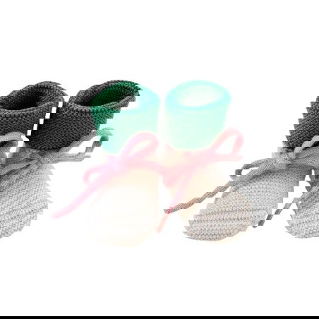 Chaussons en laine | Vert et sable