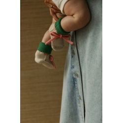 Chaussons en laine | Vert et sable