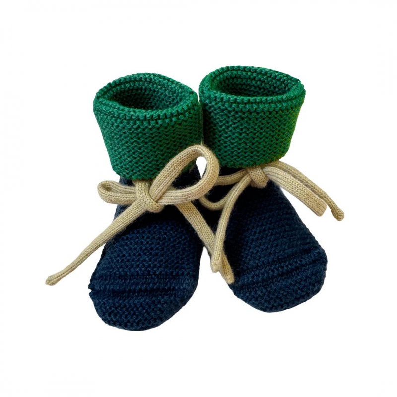 Chaussons en laine | Vert et bleu