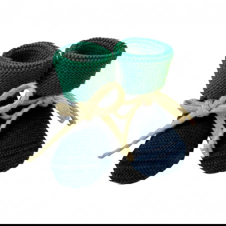 Chaussons en laine | Vert et bleu