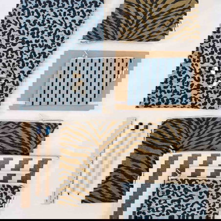 Porte monnaie | Rayures tennis bleu - Rose in April