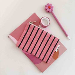 Porte monnaie | Rayures tennis rose