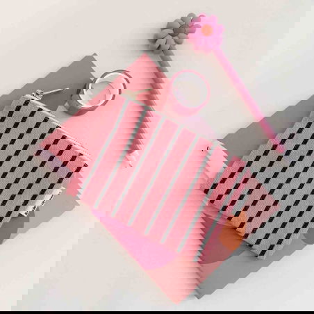 Porte monnaie | Rayures tennis rose - Rose in April