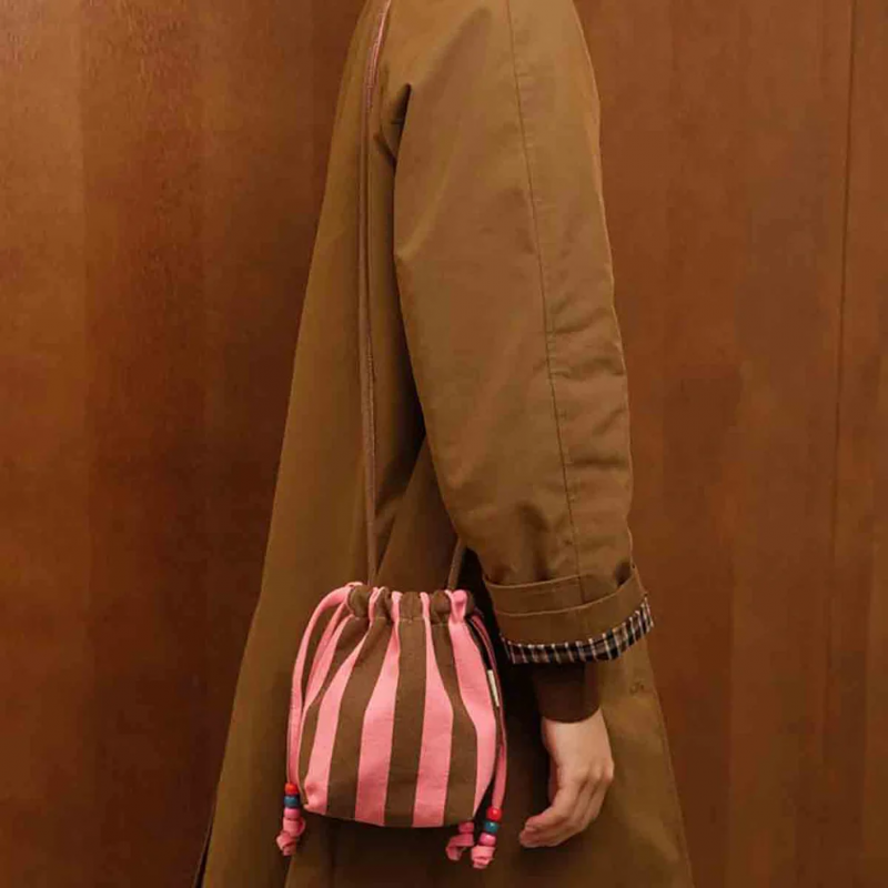 Mini sac Billie | Rayures Funky pink / Olive