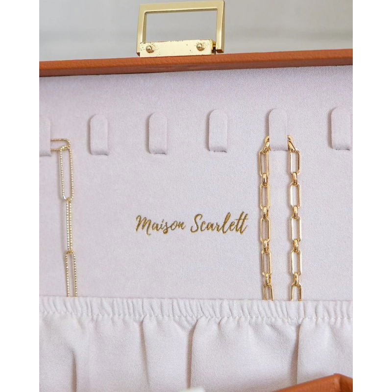 Boîte à bijoux en cuir | Cognac