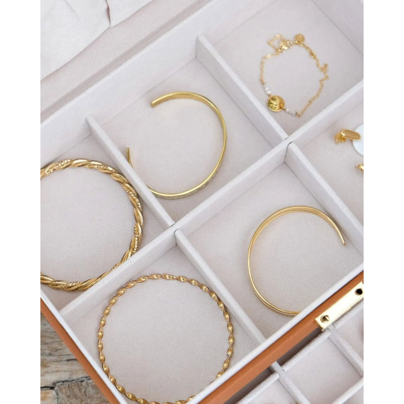 Boîte à bijoux en cuir | Cognac