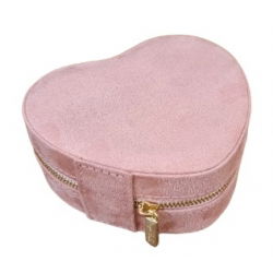 Boîte à bijoux cœur en velours | Rose