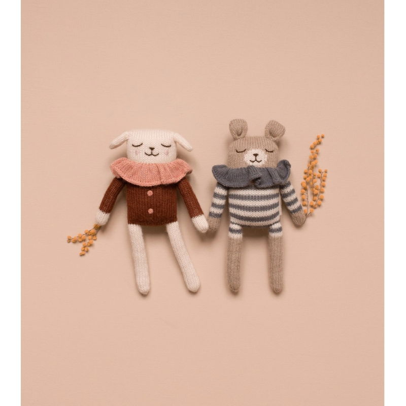 Doudou ours | Combishort rayé ardoise