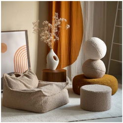 Mini-pouf rond bouclette | Biscuit