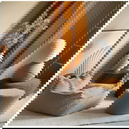 Mini-pouf rond bouclette | Biscuit - Wigiwama