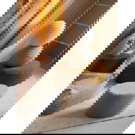 Mini-pouf rond bouclette | Biscuit - Wigiwama